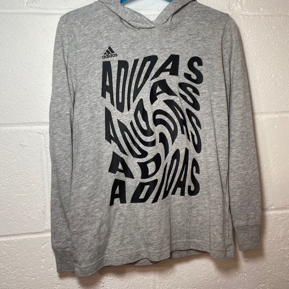 Adidas Long Sleeve Gray Hoodie T-shirt